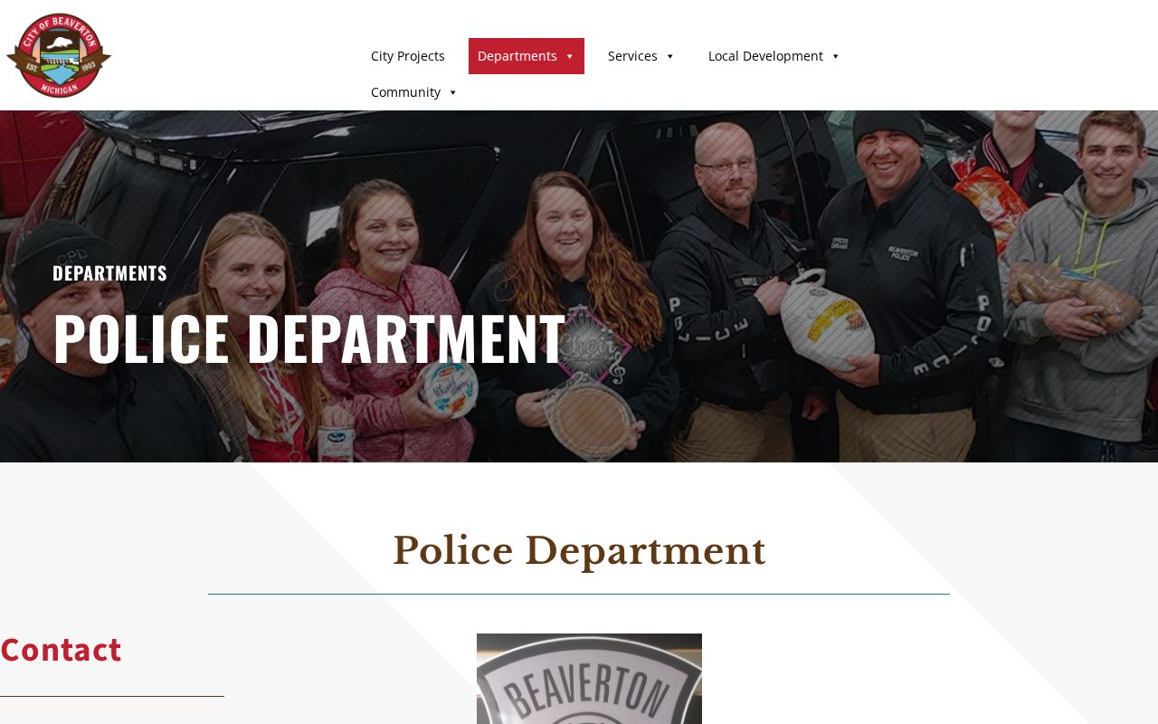 Gladwin County Beaverton Police Department arrest-record contact page