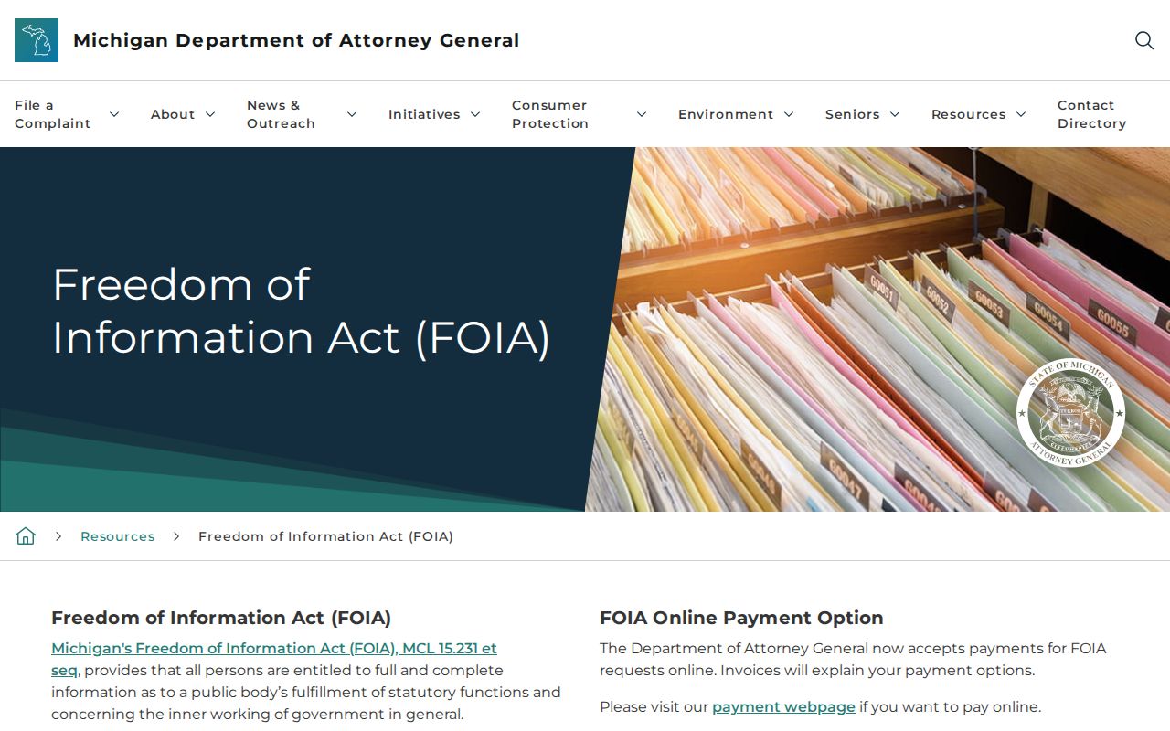 Gladwin County booking record Michigan FOIA guidance